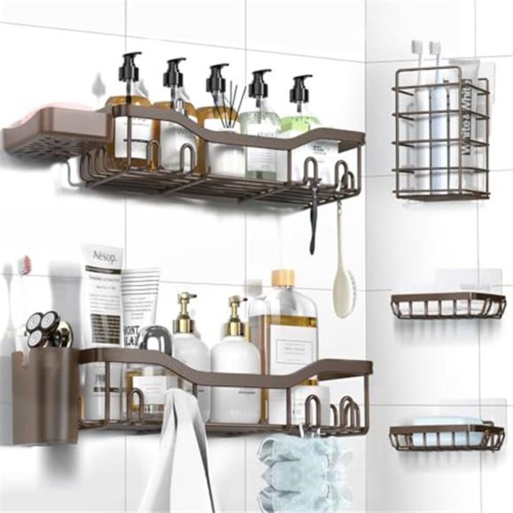 Shower Caddy Adhesive Bathroom Organizer No Drill Stainless Steel Rack 7 Pack